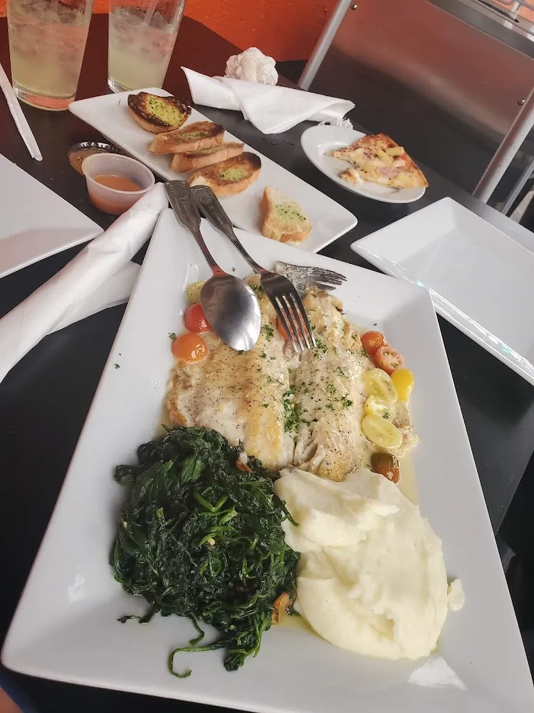 Roasted Sea Bass S w Spinach - Roasted Potato and Lemon Capers Sauce
